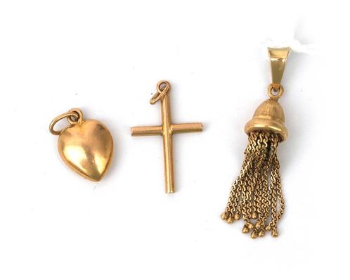 Drie geelgouden hangers, Sieraden, Tassen en Uiterlijk, Kettinghangers, Gebruikt
