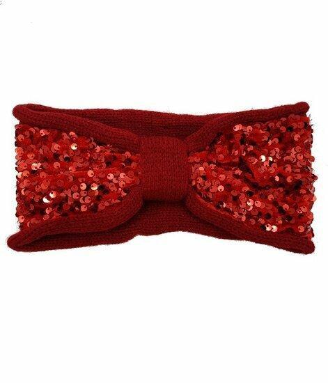 Haarband Knoop Knitted Pailletten Rood - Gebreide Haarband, Sieraden, Tassen en Uiterlijk, Uiterlijk | Haarverzorging