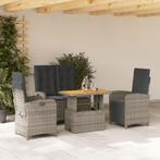 vidaXL 4-delige Tuinset met kussens poly rattan grijs, 4 zitplaatsen, Nieuw, Tuinset, Verzenden