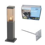Buitenlamp donkergrijs met smoke glas met grondpin en, Nieuw, Overige materialen, 50 tot 250 watt