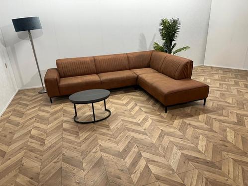 Cognac Bruin Suède Leren Hoekbank ~ Vaste Kussens, Huis en Inrichting, Banken | Bankstellen, Ophalen of Verzenden