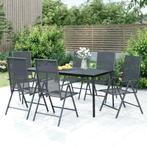 vidaXL 7-delige Tuinset staal antracietkleurig, Verzenden, 6 zitplaatsen, Nieuw, Rvs