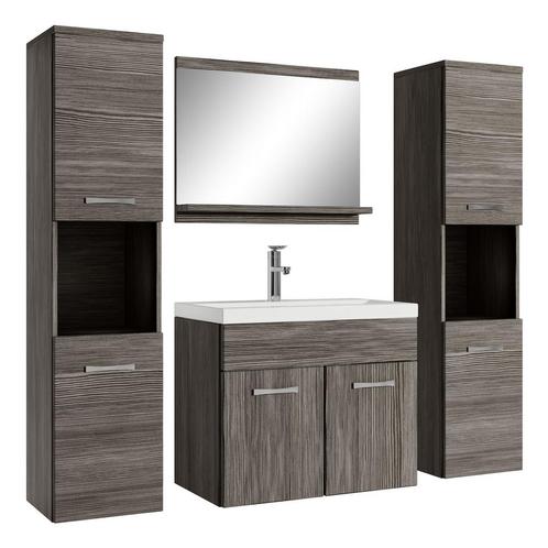 Badkamermeubel Set Montreal XL 60 x 35 cm Grijs eiken, Huis en Inrichting, Badkamer | Badkamermeubels, Nieuw, Wastafelkast, Verzenden