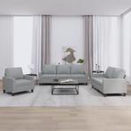 vidaXL 3-delige Loungeset met kussens stof lichtgrijs, Huis en Inrichting, Banken | Bankstellen, Verzenden, 150 tot 200 cm, Nieuw