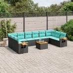 vidaXL 11-delige Loungeset met kussens poly rattan zwart, Tuin en Terras, Tuinsets en Loungesets, Verzenden, Nieuw, Rotan, Loungeset