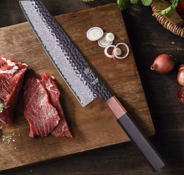 kiritsuke - Tafelmes - Acier de Damas, Staal, Carbon, Hout,, Antiek en Kunst, Antiek | Keukenbenodigdheden