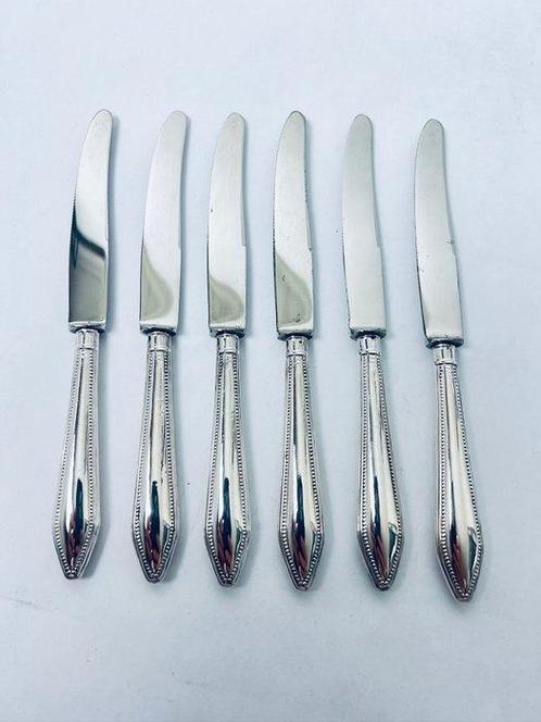 Bestekset (6) - Parelrand - .800 zilver - Kaas of Dessert, Antiek en Kunst, Antiek | Goud en Zilver