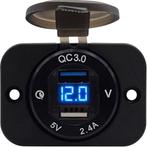 ProRide 12V USB Stopcontact 2 Poorten Inbouw met Voltmeter -, Verzenden, Nieuw