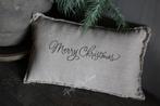 Fijn shabby linnen kussen Merry christmas 45 x 25 cm, Ophalen of Verzenden, Nieuw