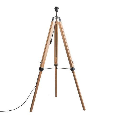 Landelijke vloerlamp hout zonder kap - Tripod, Huis en Inrichting, Lampen | Vloerlampen, Nieuw, Overige materialen, 100 tot 150 cm