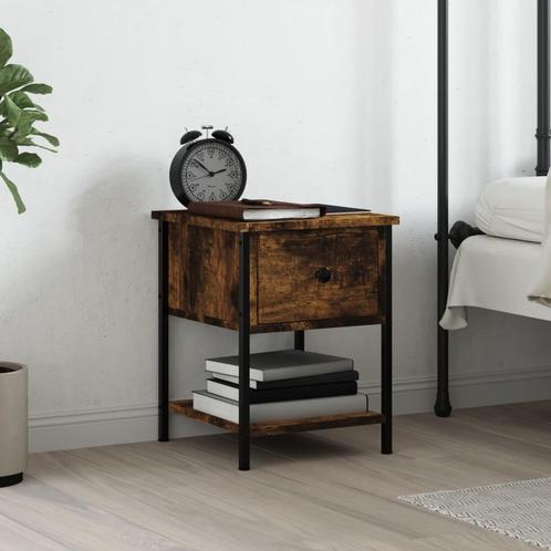 vidaXL Nachtkastje 34x35,5x45 cm bewerkt hout gerookt, Huis en Inrichting, Slaapkamer | Nachtkastjes, Nieuw, Minder dan 45 cm