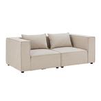 Modulaire Bank / Zitbank Domas S - Beige - Stoffen bekleding, Huis en Inrichting, Banken | Bankstellen, Verzenden, Nieuw