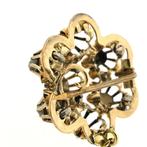 Gouden broche met roos geslepen diamanten; Ca 0,40 ct., Sieraden, Tassen en Uiterlijk, Broches, Gebruikt, Overige kleuren, Ophalen of Verzenden