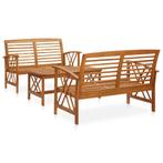 vidaXL 3-delige Loungeset massief acaciahout, Tuin en Terras, Tuinsets en Loungesets, Verzenden, Nieuw, Hout, Loungeset