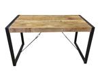 Eettafel mangohout & metaal 220 x 90 cm, Huis en Inrichting, Ophalen of Verzenden, Nieuw