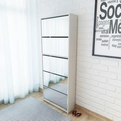 vidaXL Schoenenkast met 5 spiegels 63x17x169,5 cm wit, Huis en Inrichting, Kasten | Schoenenrekken, Nieuw, Verzenden