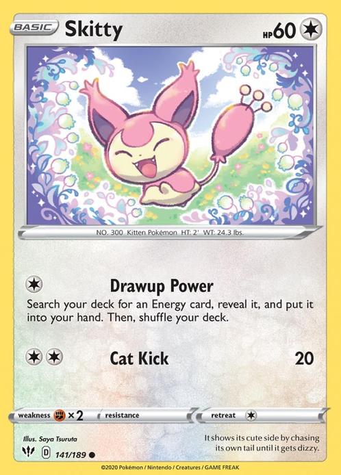 Skitty 141/189 Darkness Ablaze, Hobby en Vrije tijd, Verzamelkaartspellen | Pokémon, Losse kaart, Nieuw, Foil, Ophalen of Verzenden