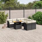 vidaXL 9-delige Loungeset met kussens poly rattan zwart, Tuin en Terras, Tuinsets en Loungesets, Verzenden, Nieuw, Rotan, Loungeset
