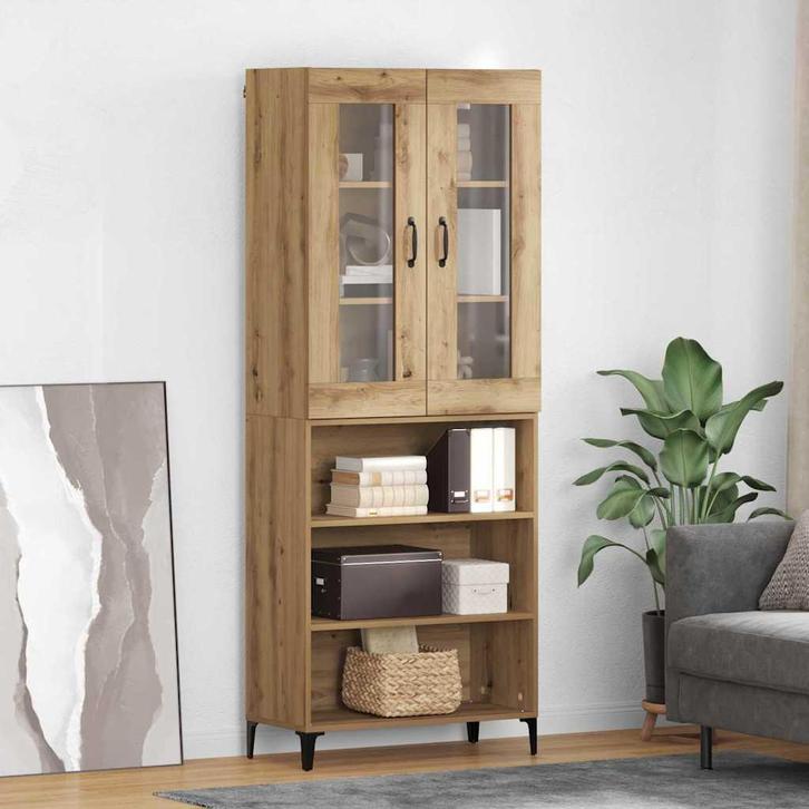 vidaXL Highboard Artisan Eiken 69,5 x 34 x 180 cm Bewerkt, Huis en Inrichting, Kasten | Buffetkasten, Nieuw, Minder dan 50 cm