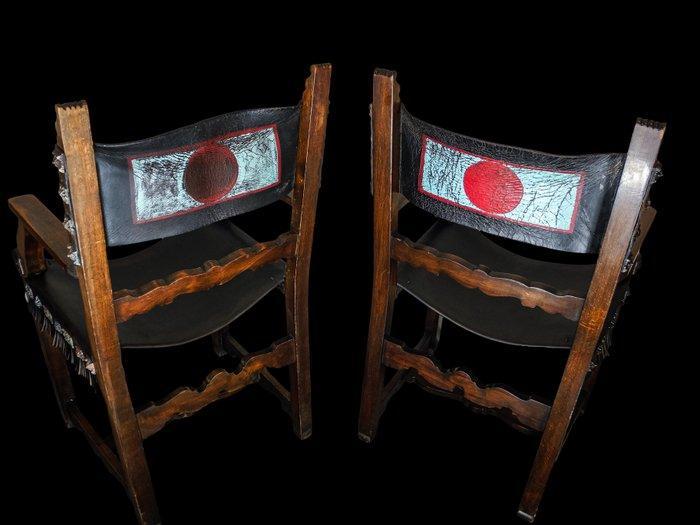 Heaton Tabb and Co - Harland Wolfe - Stoel (2) - Leder,, Antiek en Kunst, Curiosa en Brocante