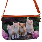 Schoudertasje 4 Kittens op Boomstam met Roze Bloemen - 25x17, Ophalen of Verzenden, Nieuw