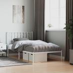 vidaXL Bedframe met hoofdbord metaal wit 100x190 cm, 100 cm, Eenpersoons, Verzenden, Wit