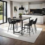 Barkruk Siera met rugleuning - Fluweellook zwart/zwart, Set, Huis en Inrichting, Barkrukken, Verzenden, Nieuw