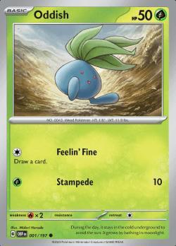 Oddish 001/197 reverse holo Obsidian flames, Hobby en Vrije tijd, Verzamelkaartspellen | Pokémon, Losse kaart, Nieuw, Foil, Ophalen of Verzenden