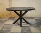 Ronde mango eettafel Zwart Black Spider Ø120 cm |, Huis en Inrichting, Tafels | Eettafels, Ophalen of Verzenden, Nieuw