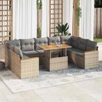 vidaXL 10-delige Loungeset met kussens poly rattan acacia, Tuin en Terras, Tuinsets en Loungesets, Verzenden, Nieuw, Rotan, Loungeset