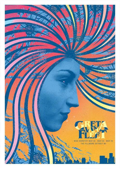 Posters - Poster Greta van Fleet - The Filmore Detroit, Verzamelen, Muziek, Artiesten en Beroemdheden, Zo goed als nieuw, Verzenden