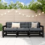 vidaXL 3-delige Loungeset massief grenenhout zwart, Verzenden, Nieuw, Loungeset