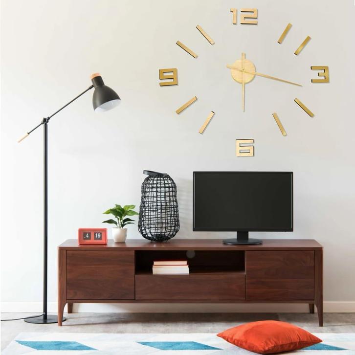 vidaXL 3D-wandklok modern XXL 100 cm goudkleurig, Huis en Inrichting, Woonaccessoires | Klokken, Nieuw, Verzenden