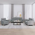 vidaXL 3-delige Loungeset met kussens stof lichtgrijs, Huis en Inrichting, Banken | Bankstellen, Verzenden, Nieuw, Vierpersoons of meer