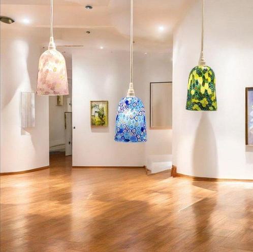 Plafondlamp (3) - millefiori - Glas - Millefiori-versiering, Antiek en Kunst, Antiek | Lampen