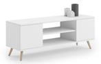 TV-meubel - houten poten - wit - 155x40x50 cm (Wonen), Huis en Inrichting, Kasten | Televisiemeubels, Nieuw, Ophalen of Verzenden