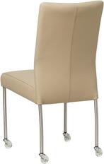 Taupe leren moderne eetkamerstoel - poot rond rvs met wiel -, Overige kleuren, Nieuw, Leer, Ophalen of Verzenden