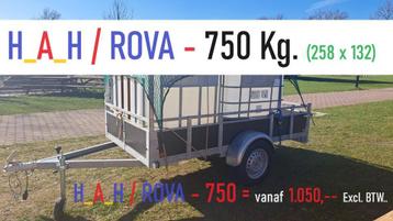 Aanhangwagens: H_A_H- VDM / RoVa / SYMA 260x130 Cm. 750 Kg. beschikbaar voor biedingen