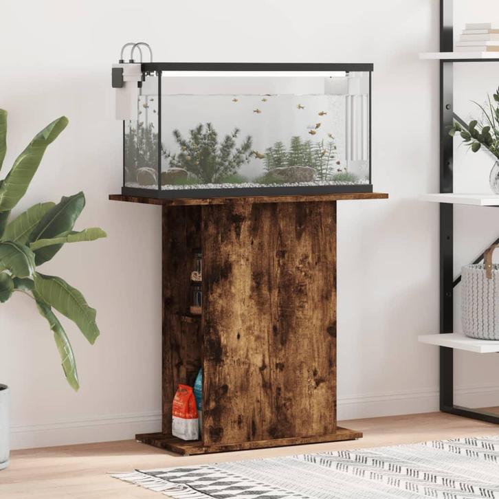 vidaXL Aquariumstandaard 75x36x72,5 cm bewerkt hout gerookt, Dieren en Toebehoren, Overige Dieren-accessoires, Nieuw, Verzenden