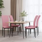 vidaXL Eetkamerstoelen 4 st fluweel roze, Huis en Inrichting, Stoelen, Verzenden, Nieuw