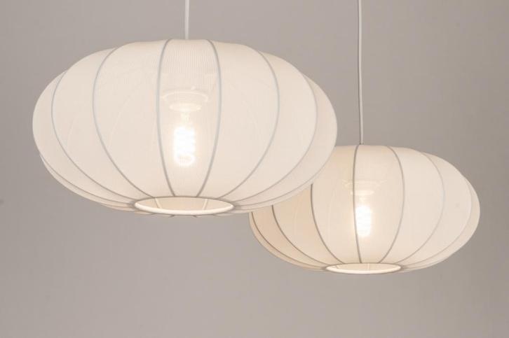 Rietveld Hanglampen - Wit - Stof, Metaal, Huis en Inrichting, Lampen | Hanglampen, Verzenden