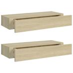 viaXL Wandschappen Eiken - 2 st met Lade | retourdeal | 4..., Huis en Inrichting, Woonaccessoires | Wandplanken en Boekenplanken