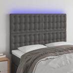 vidaXL Hoofdbord LED 144x5x118/128 cm kunstleer grijs, Verzenden, Nieuw, Grijs, Overige materialen