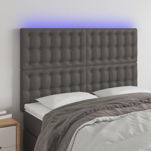 vidaXL Hoofdbord LED 144x5x118/128 cm kunstleer grijs, Huis en Inrichting, Slaapkamer | Bedden, Grijs, Nieuw, Overige materialen