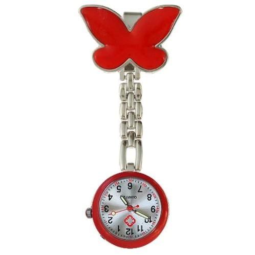 Fako® - Verpleegstershorloge - Vlinder - Rood, Sieraden, Tassen en Uiterlijk, Horloges | Dames, Verzenden
