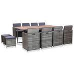vidaXL 13-delige Tuinset poly rattan en acaciahout antraciet, Tuin en Terras, Verzenden, Nieuw, Rotan, Tuinset