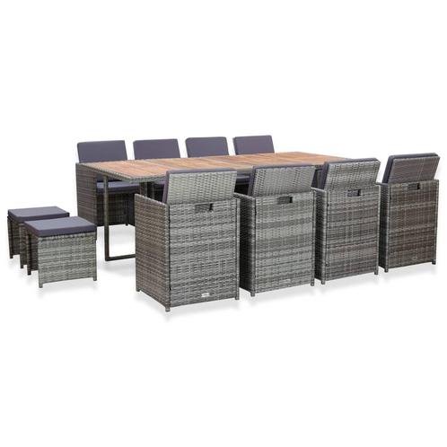 vidaXL 13-delige Tuinset poly rattan en acaciahout antraciet, Tuin en Terras, Tuinsets en Loungesets, Tuinset, Nieuw, Rotan, Verzenden