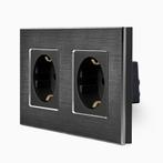 WANDCONTACTDOOS | ALUMINIUM | ZWART | TWEEVOUDIG, Ophalen of Verzenden, Nieuw, Stopcontact