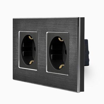 WANDCONTACTDOOS | ALUMINIUM | ZWART | TWEEVOUDIG beschikbaar voor biedingen
