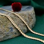 Gouden platte gourmetschakel ketting | 45 cm, Ophalen of Verzenden, Gebruikt, Overige kleuren, Goud